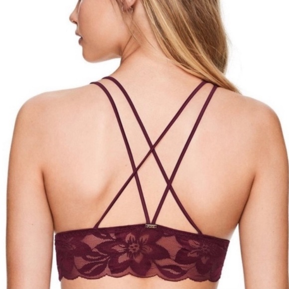PINK by Victoria’s Secret Burgundy Corset Lace up Front Lightly Lined Bralette - Picture 14 of 14